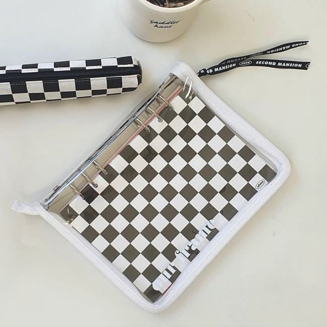 White - Second Mansion Checker Board 6-ring A5 Grid Notebook Set
