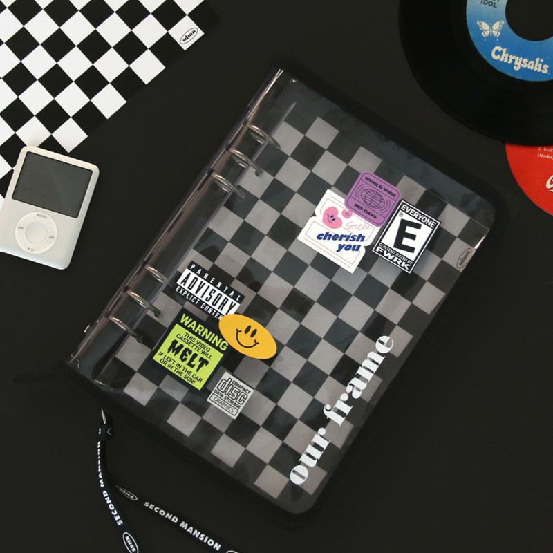 Black - Second Mansion Checker Board 6-ring A5 Grid Notebook Set