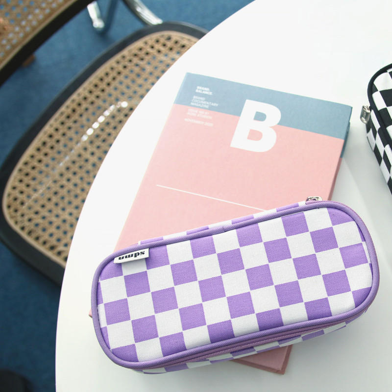 Second Mansion Checker Board Daily Zipper Pencil Case Pouch