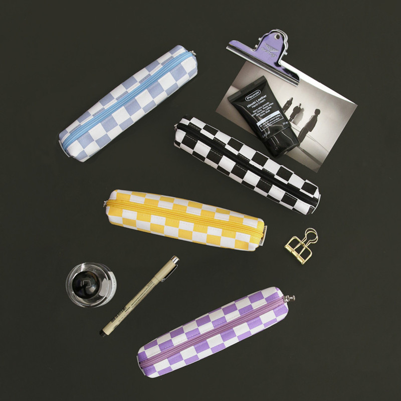 Second Mansion Checker Board Zipper Tube Pencil Case Second Mansion Checker Board Zipper Tube Pencil Case