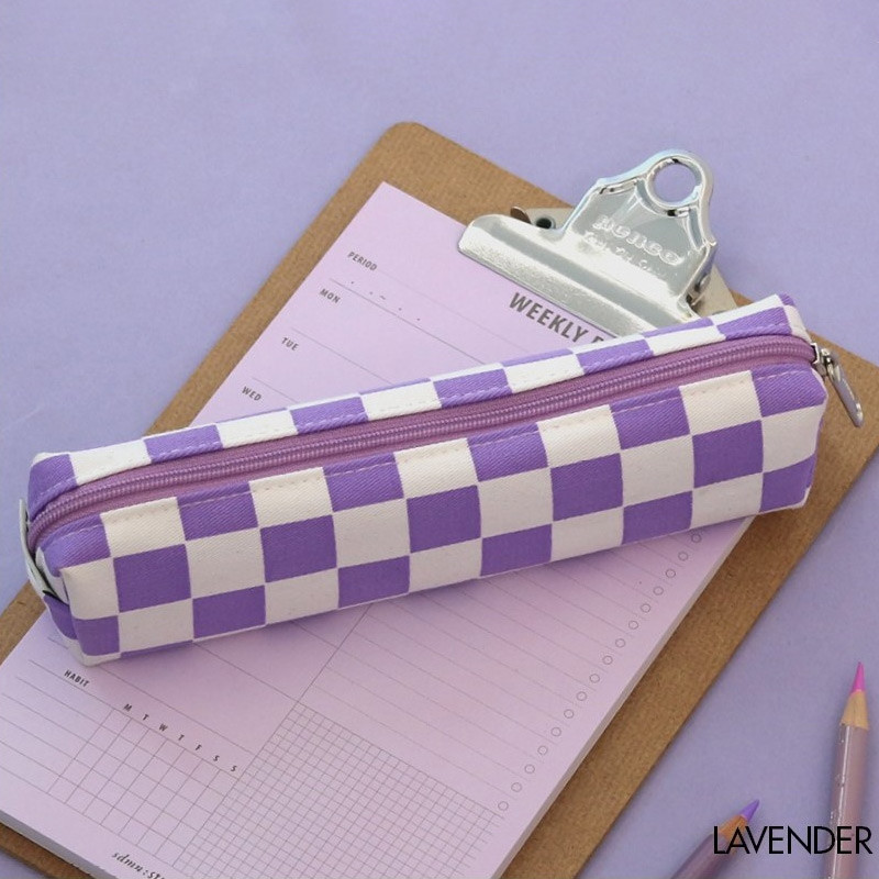 Lavender - Second Mansion Checker Board Zipper Tube Pencil Case Lavender - Second Mansion Checker Board Zipper Tube Pencil Case