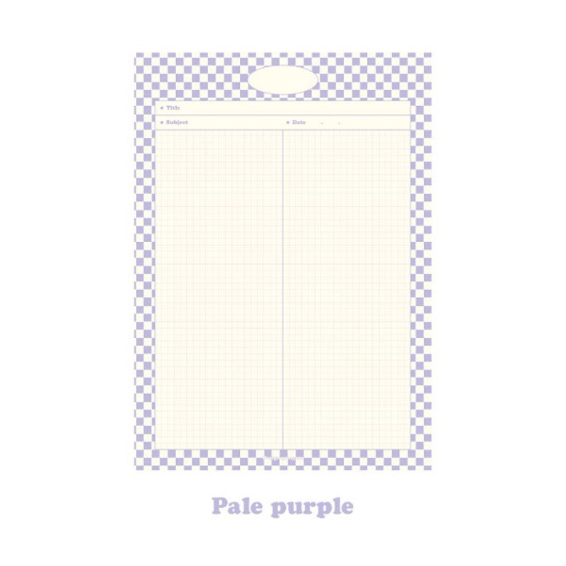 Pale Purple - DESIGN GOMGOM Monogram Checkboard B5 Grid Writing Notepad Pale Purple - DESIGN GOMGOM Monogram Checkboard B5 Grid Writing Notepad