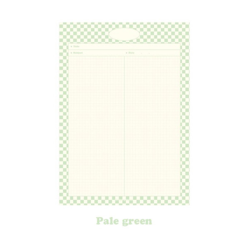 Pale Green - DESIGN GOMGOM Monogram Checkboard B5 Grid Writing Notepad Pale Green - DESIGN GOMGOM Monogram Checkboard B5 Grid Writing Notepad