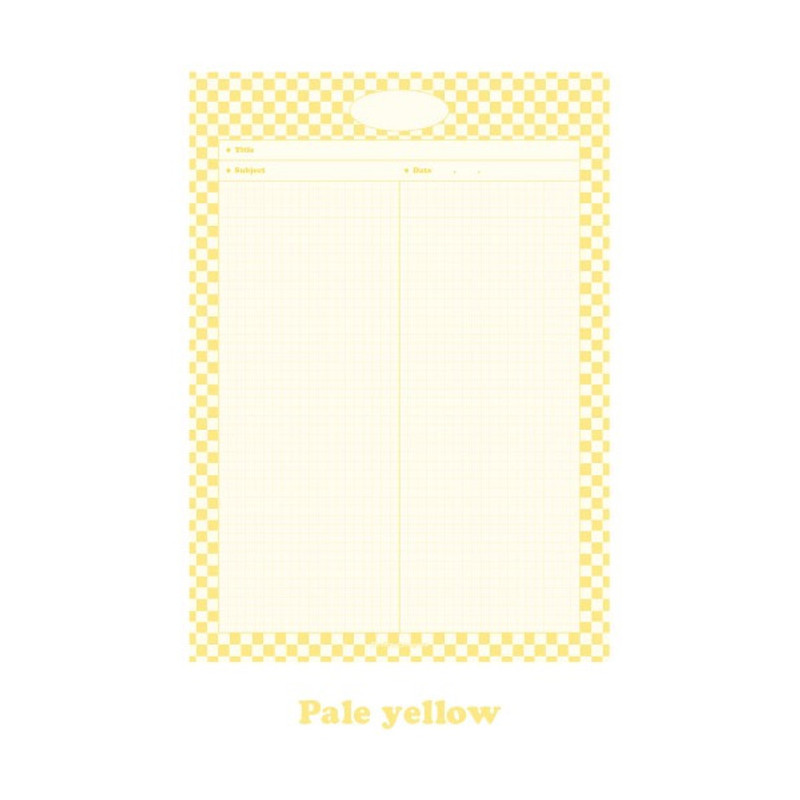 Pale Yellow - DESIGN GOMGOM Monogram Checkboard B5 Grid Writing Notepad Pale Yellow - DESIGN GOMGOM Monogram Checkboard B5 Grid Writing Notepad