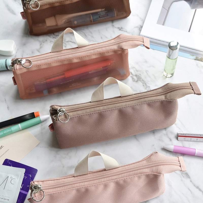 Play Obje Triple Pockets Mesh fabric Zipper Pencil Case Play Obje Triple Pockets Mesh fabric Zipper Pencil Case