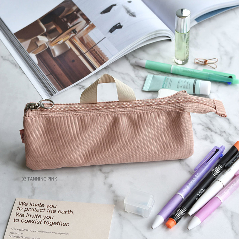 03 tanning pink - Play Obje Triple Pockets Mesh fabric Zipper Pencil Case 03 tanning pink - Play Obje Triple Pockets Mesh fabric Zipper Pencil Case