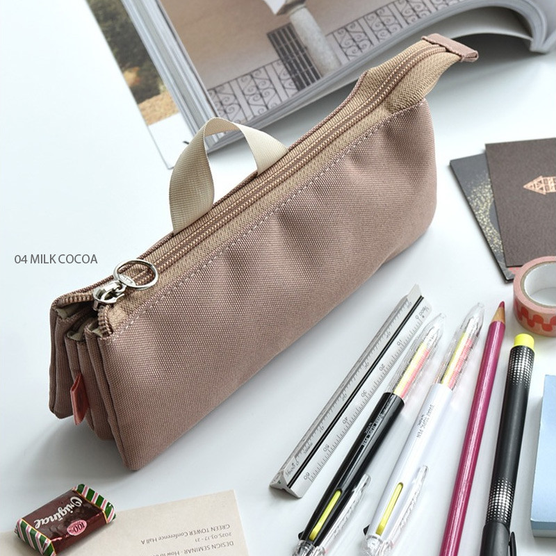 04 milk cocoa - Play Obje Triple Pockets Mesh fabric Zipper Pencil Case 04 milk cocoa - Play Obje Triple Pockets Mesh fabric Zipper Pencil Case