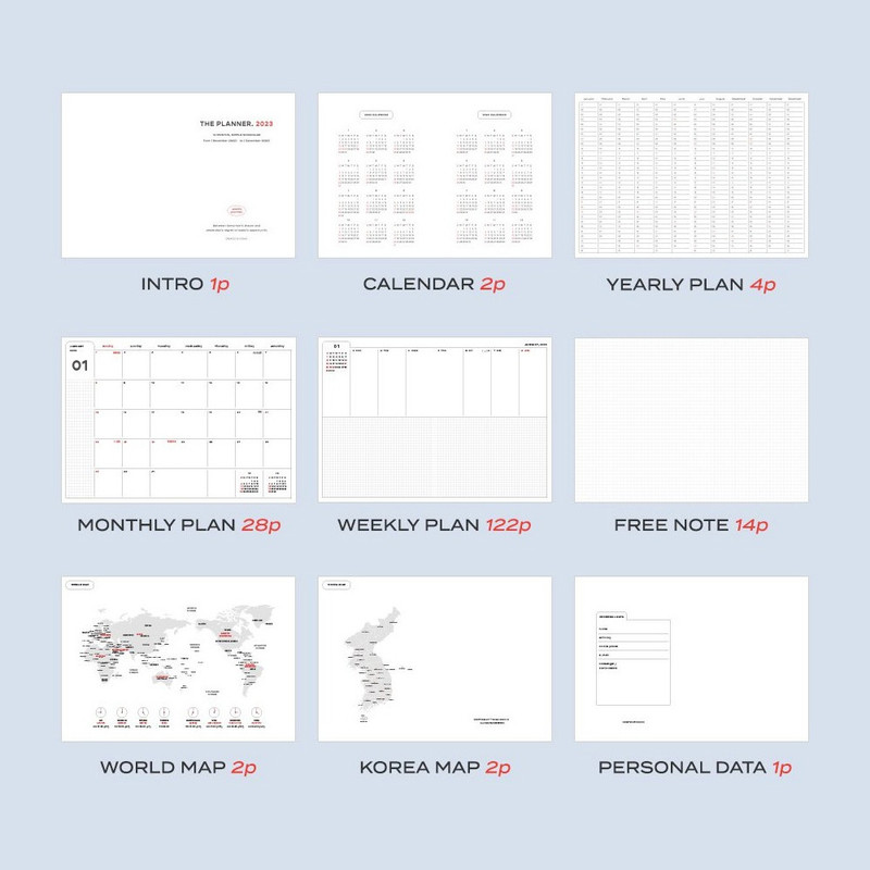 Contents - 2023 Simple A5 Medium Dated Weekly Planner