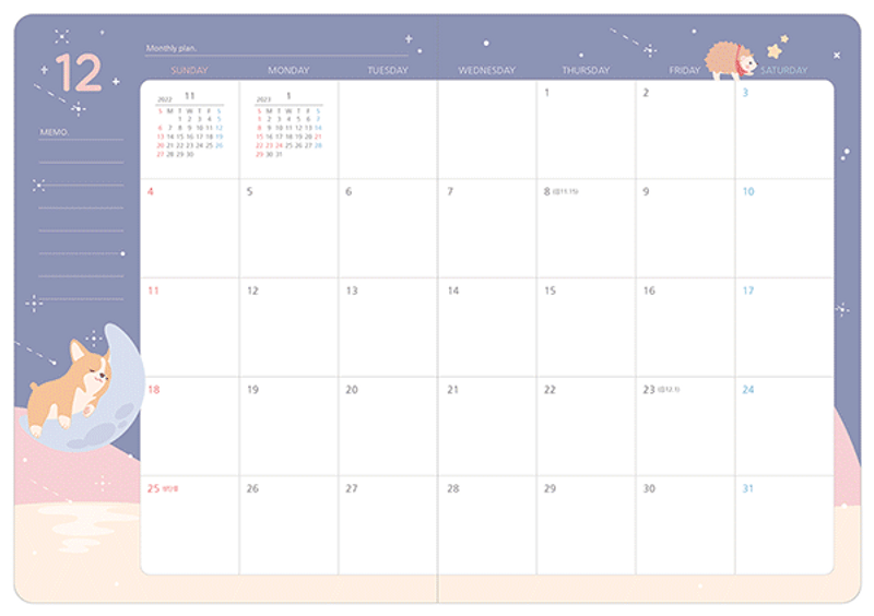 Monthly plan - 2023 Chou Chou B6 Dated Weekly Planner Monthly plan - 2023 Chou Chou B6 Dated Weekly Planner