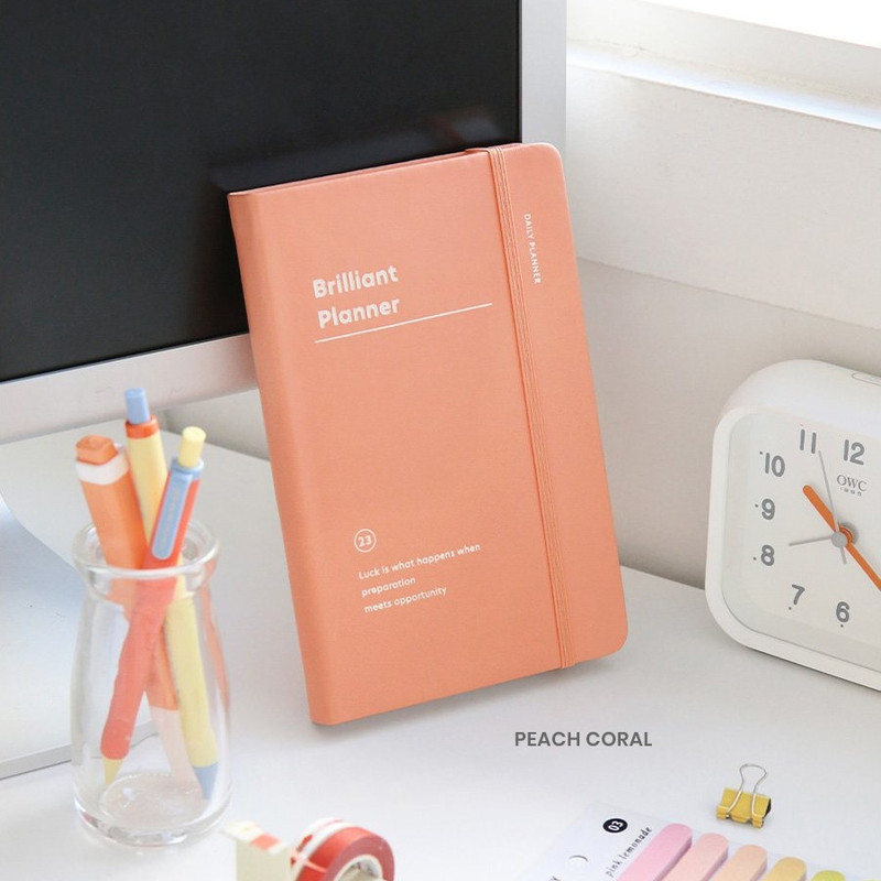 Peach coral - 2023 Brilliant Dated Daily Diary Planner