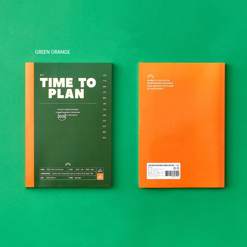 Green orange - 2023 Time To Plan Dated Monthly Planner Scheduler