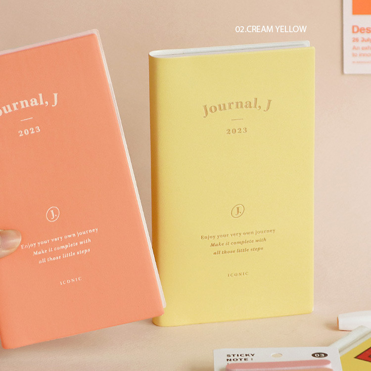 02 Cream yellow - ICONIC 2023 Journal Journey Slim Dated Monthly Diary Planner