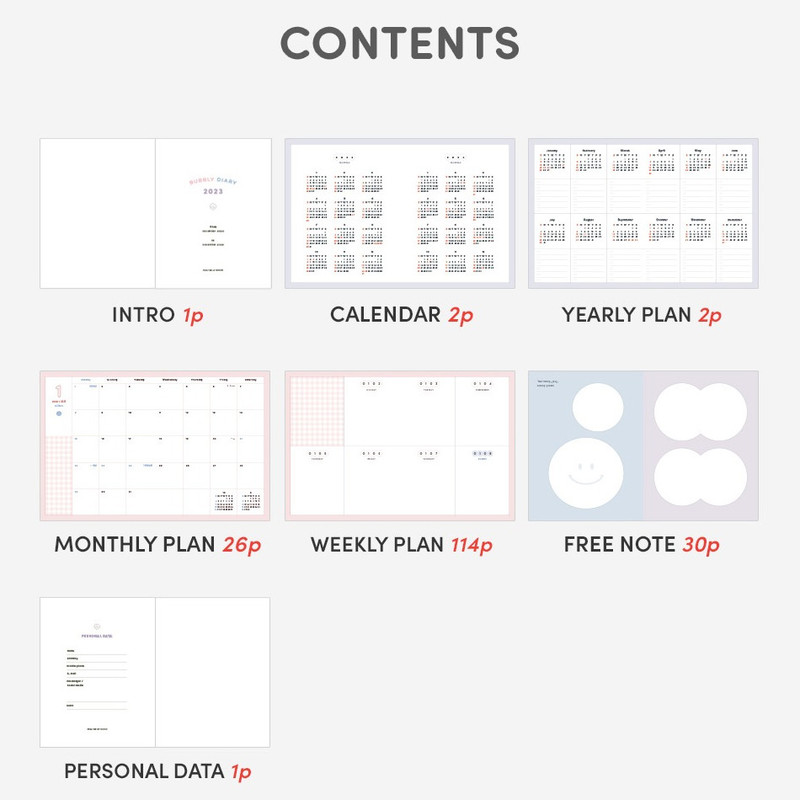 ICONIC 2023 Bubbly Dated Weekly Diary Planner