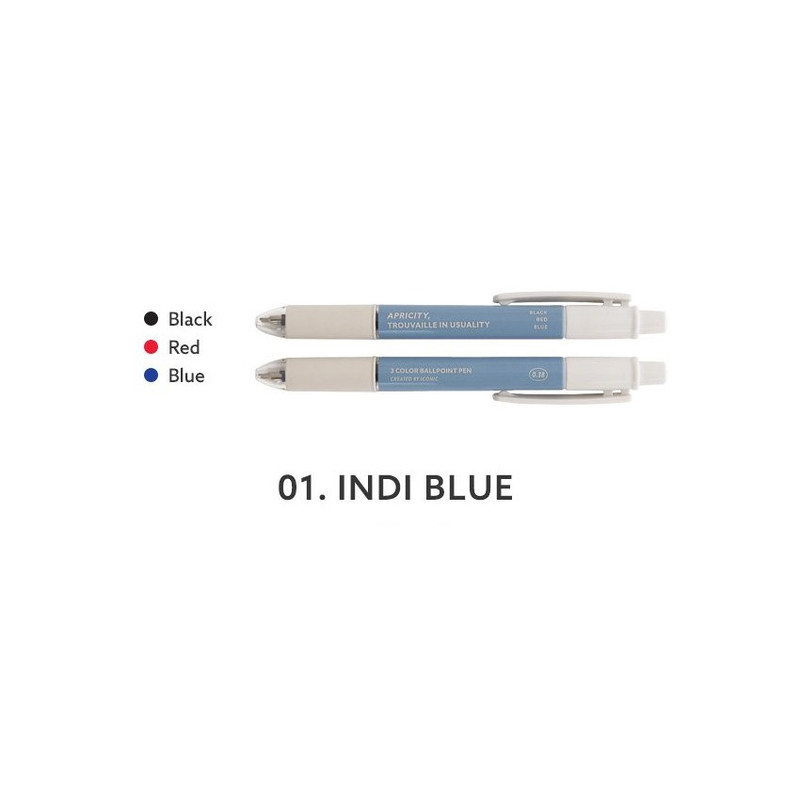 Indi blue - Smooth Apricity 3 Colors in 1 Ballpoint Pen 0.38mm