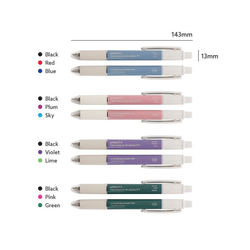 Colors of Smooth Apricity 3 Colors in 1 Ballpoint Pen 0.38mm
