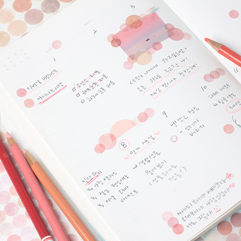 Usage example - Pink Gradation 4AM Circle Paper Sticker 6 Sheets Usage example - Pink Gradation 4AM Circle Paper Sticker 6 Sheets
