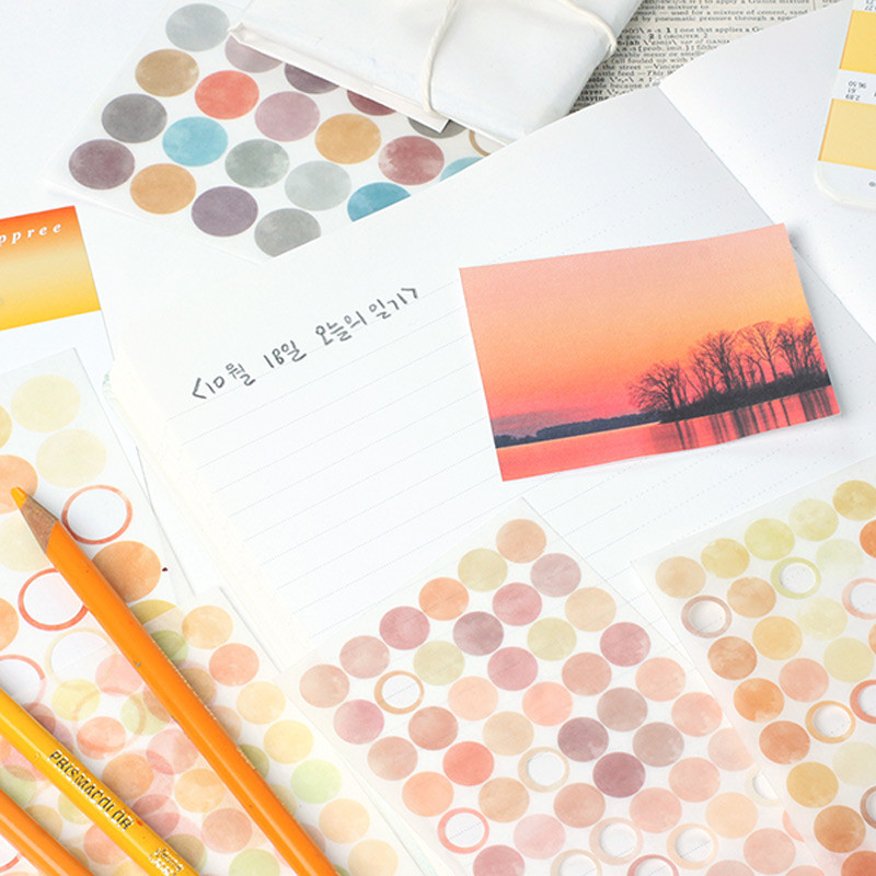 Usage example - Yellow Gradation 6AM Circle Paper Sticker 6 Sheets