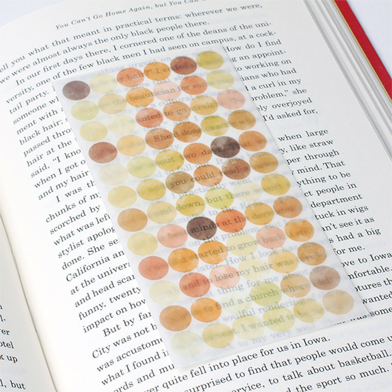 Yellow Gradation 6AM Circle Paper Sticker 6 Sheets