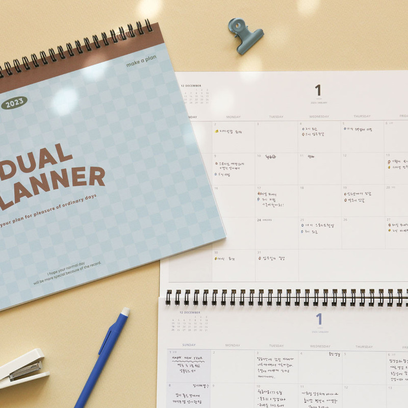 2023 Dual A4 Wirebound Dated Monthly Desk Planner