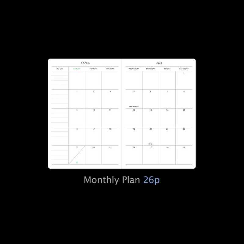 Monthly plan - 2023 Simple B6 Hardcover Dated Weekly Planner