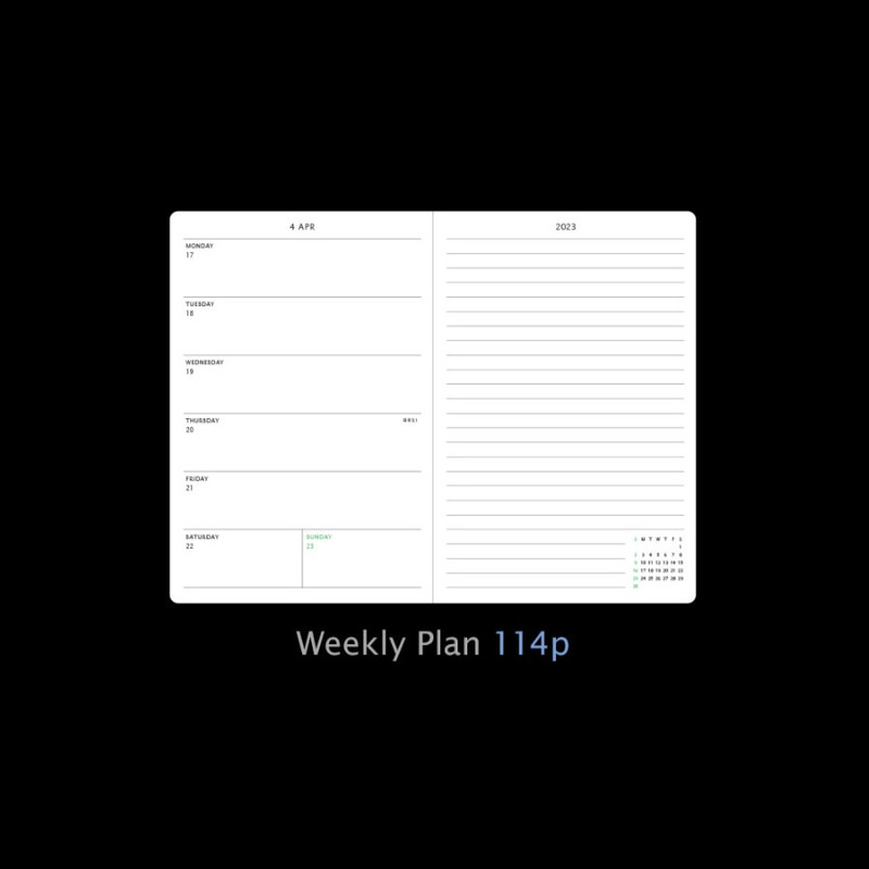 Weekly plan - 2023 Simple B6 Hardcover Dated Weekly Planner
