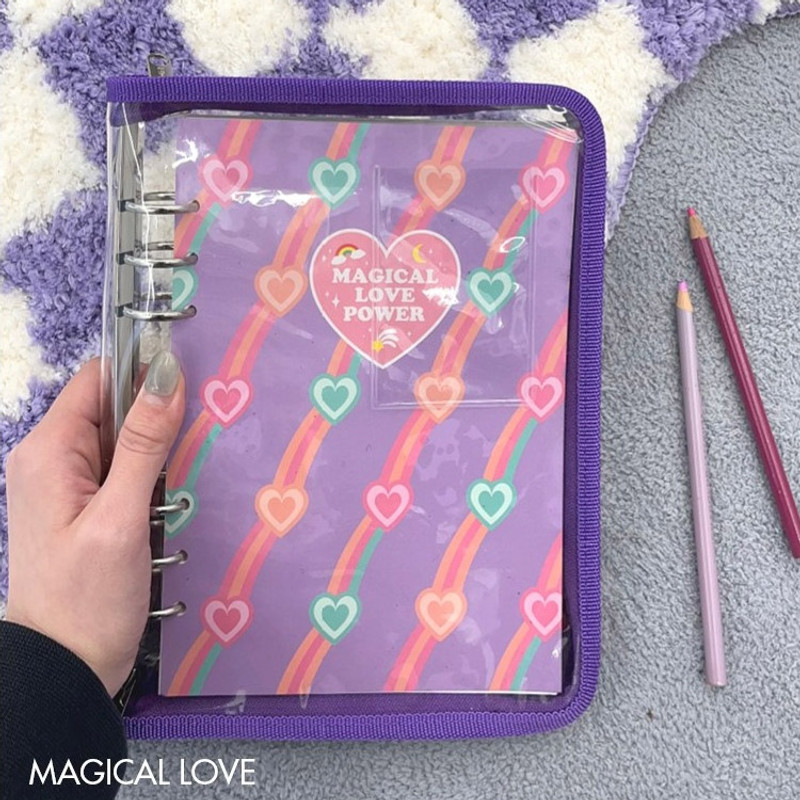Magical love - Retro 6-Ring A5 Zippered Dateless Diary
