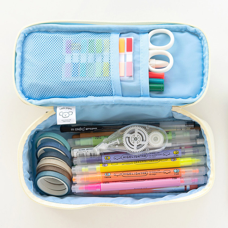 Cream - Running Little Puppy Zipper Pencil Case Pouch