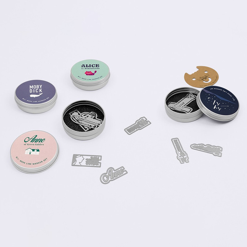 Round Tin Case Steel Bookmark Set Round Tin Case Steel Bookmark Set