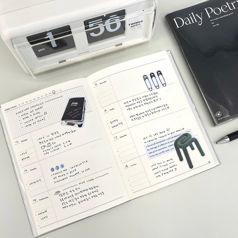 Weekly plan - Poetry B6 Dateless Weekly Diary Planner