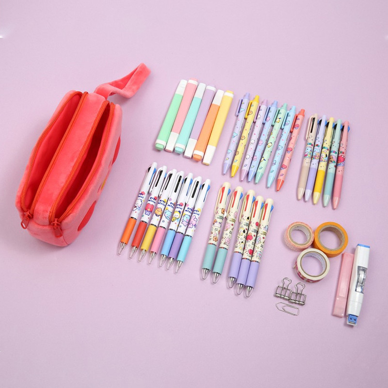 BT21 Minini TATA Plush Double Pockets Zipper Pen Pouch BT21 Minini TATA Plush Double Pockets Zipper Pen Pouch