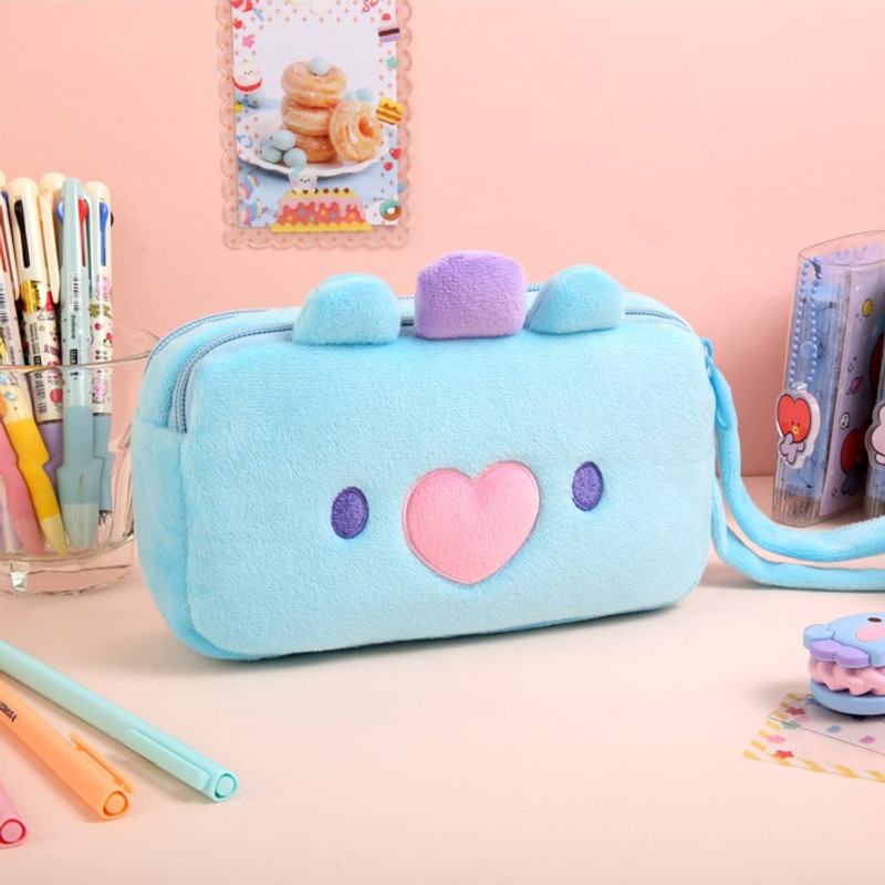 BT21 Minini MANG Plush Double Pockets Zipper Pencil Case BT21 Minini MANG Plush Double Pockets Zipper Pencil Case