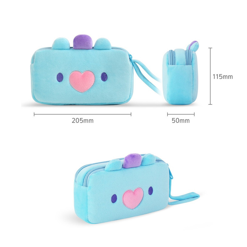 Size - BT21 Minini MANG Plush Double Pockets Zipper Pencil Case Size - BT21 Minini MANG Plush Double Pockets Zipper Pencil Case