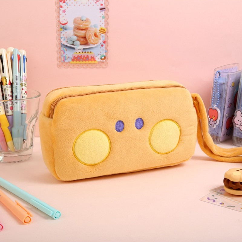 BT21 Minini SHOOKY Plush Double Pockets Zipper Pencil Case BT21 Minini SHOOKY Plush Double Pockets Zipper Pencil Case