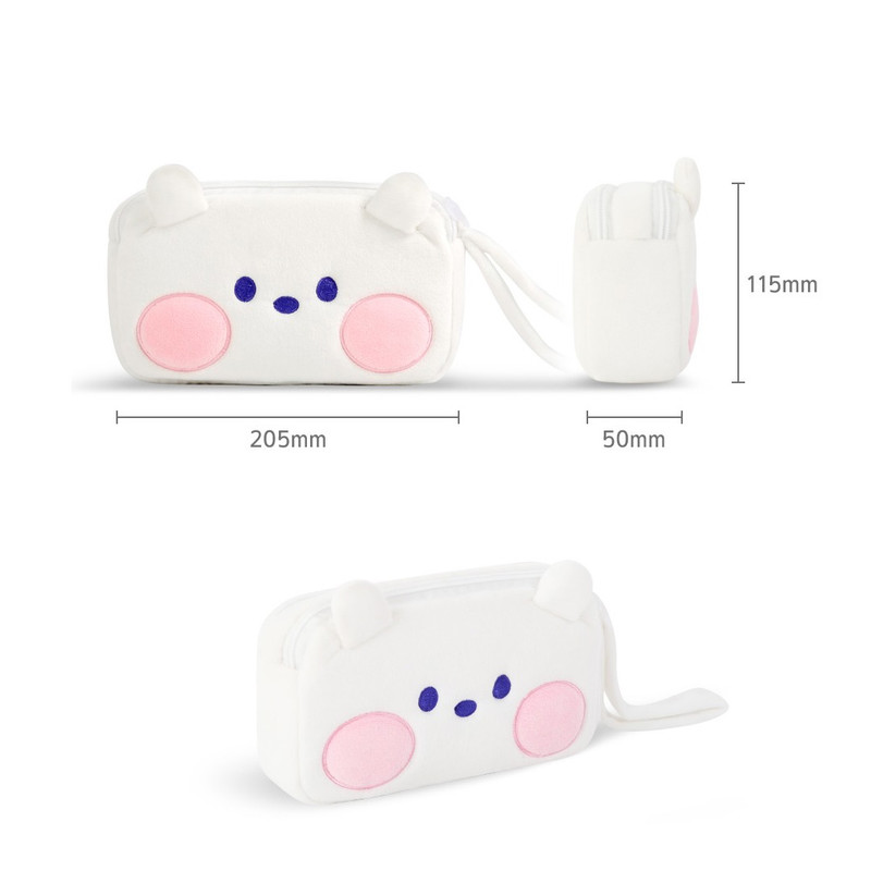 Size - BT21 Minini RJ Plush Double Pockets Zipper Pencil Case Pouch Size - BT21 Minini RJ Plush Double Pockets Zipper Pencil Case Pouch