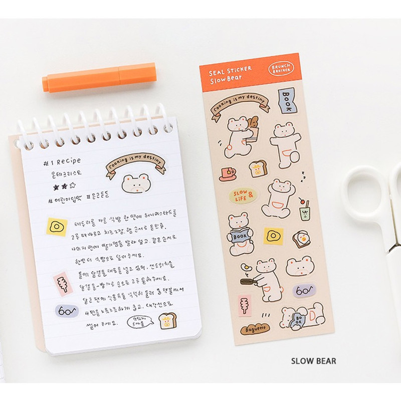 Slow bear - Cute Character Clear PVC Slim Sticker Slow bear - Cute Character Clear PVC Slim Sticker