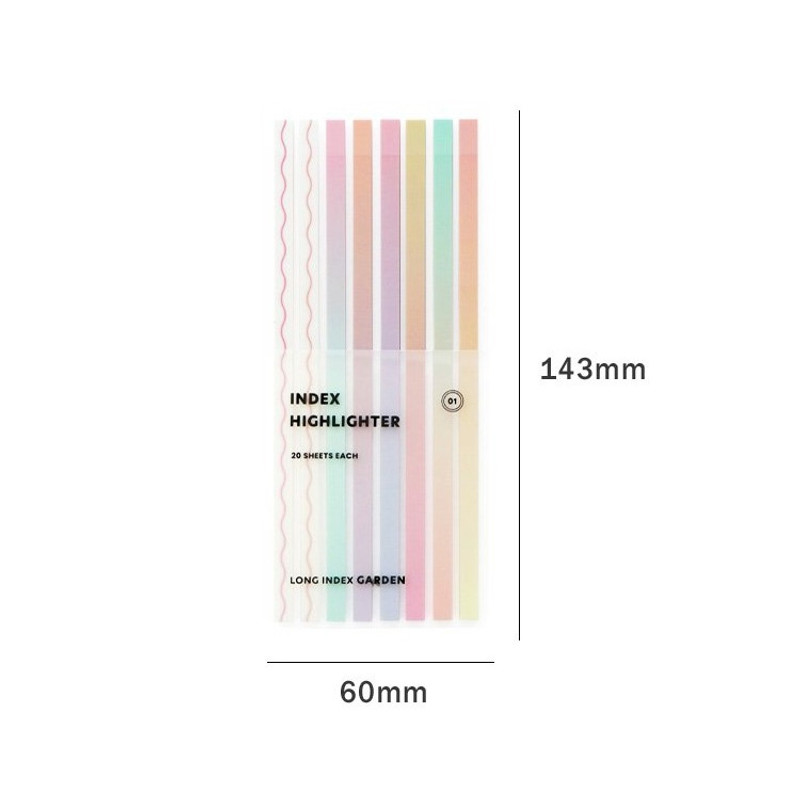 Size of Index Long Highlighter Sticky Note Set Size of Index Long Highlighter Sticky Note Set