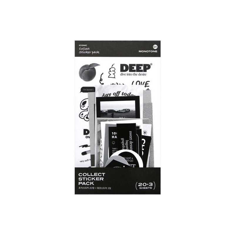 Monotone - Iconic Collect Sticker Pack Of 23 Sheets Monotone - Iconic Collect Sticker Pack Of 23 Sheets
