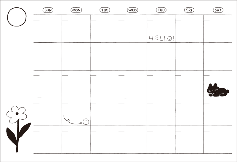 Monthly plan - Iconic Doodle Dateless Monthly Diary Planner