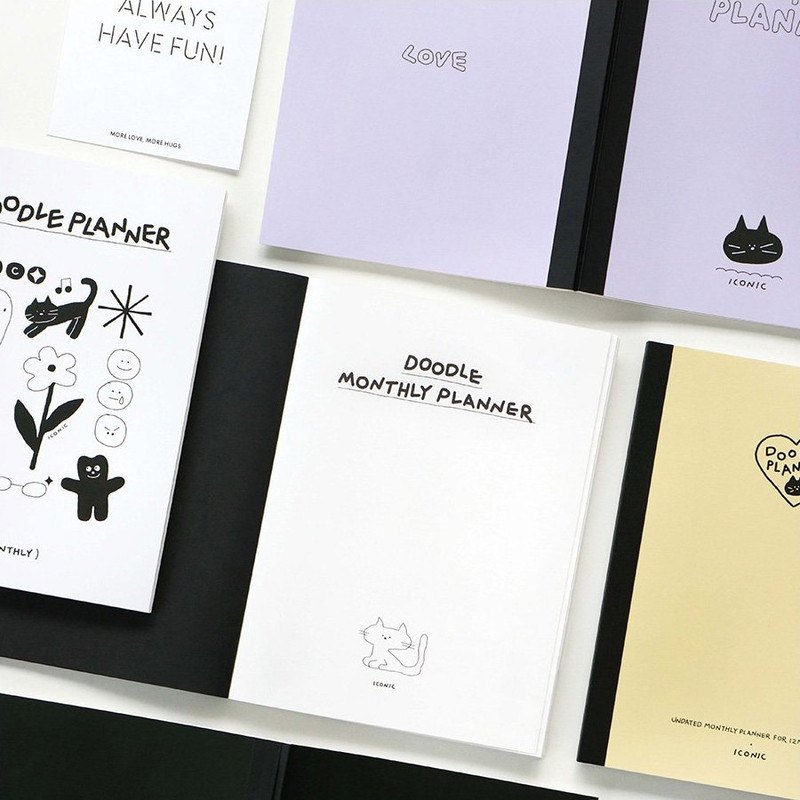  Iconic Doodle Dateless Monthly Diary Planner