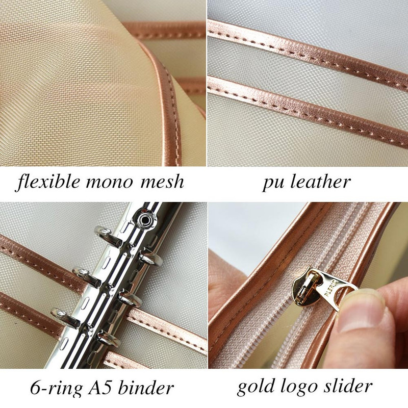 Detail of Play Obje Monoskin Mesh A5 Zipper 6-Ring Binder Detail of Play Obje Monoskin Mesh A5 Zipper 6-Ring Binder