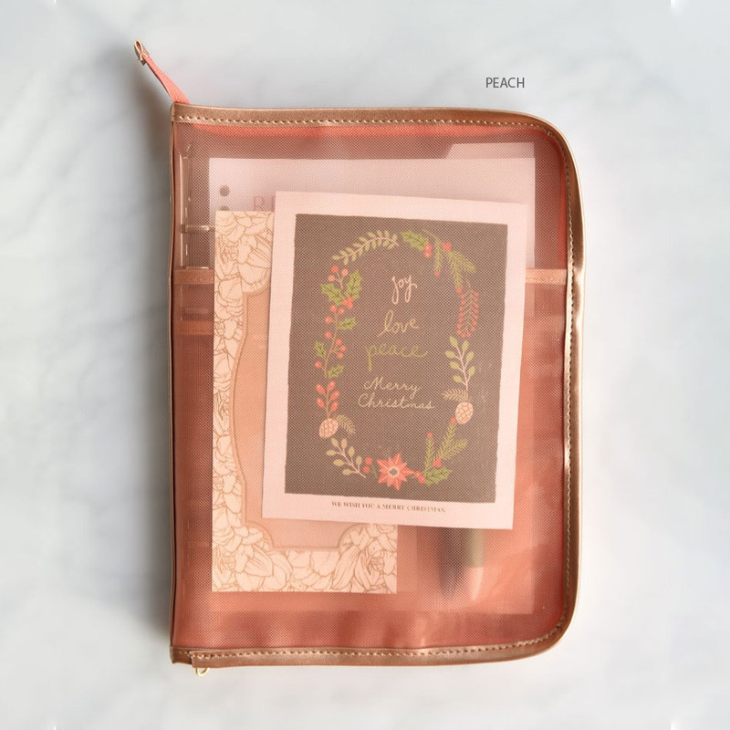 Peach - Play Obje Monoskin Mesh A5 Zipper 6-Ring Binder Peach - Play Obje Monoskin Mesh A5 Zipper 6-Ring Binder