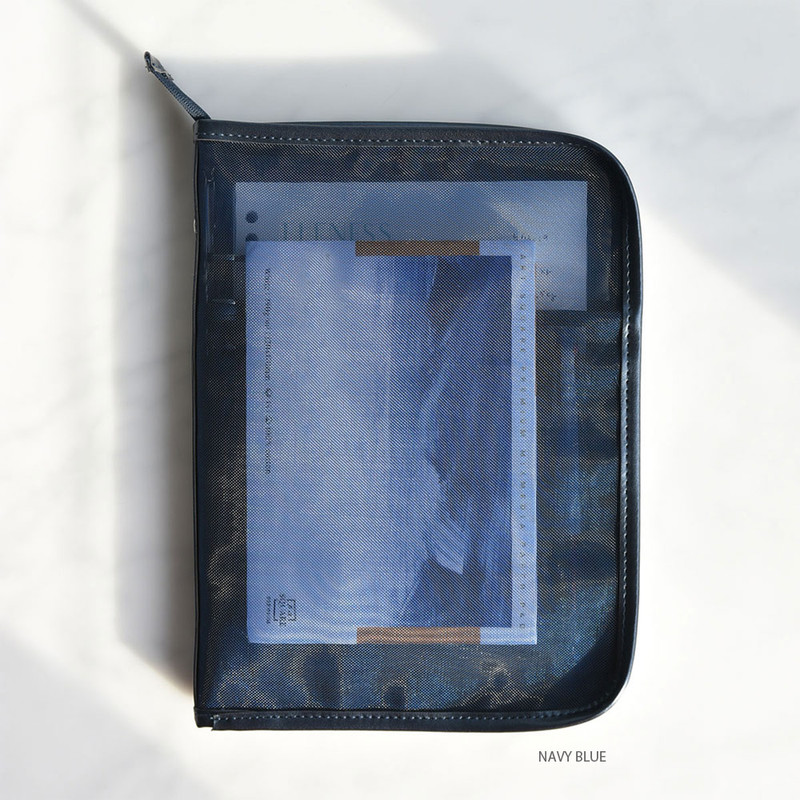 Navy Blue - Play Obje Monoskin Mesh A5 Zipper 6-Ring Binder Navy Blue - Play Obje Monoskin Mesh A5 Zipper 6-Ring Binder