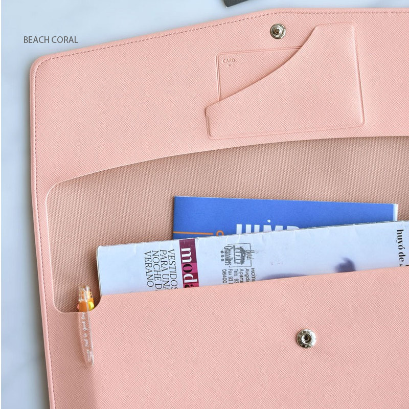 Beach coral -  Play Obje Pocket A4 PU File Folder Clutch Bag Beach coral -  Play Obje Pocket A4 PU File Folder Clutch Bag