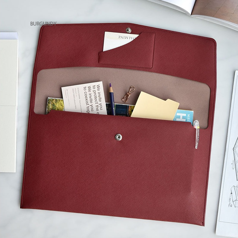 Burgundy - Play Obje Pocket A4 PU File Folder Clutch Bag Burgundy - Play Obje Pocket A4 PU File Folder Clutch Bag