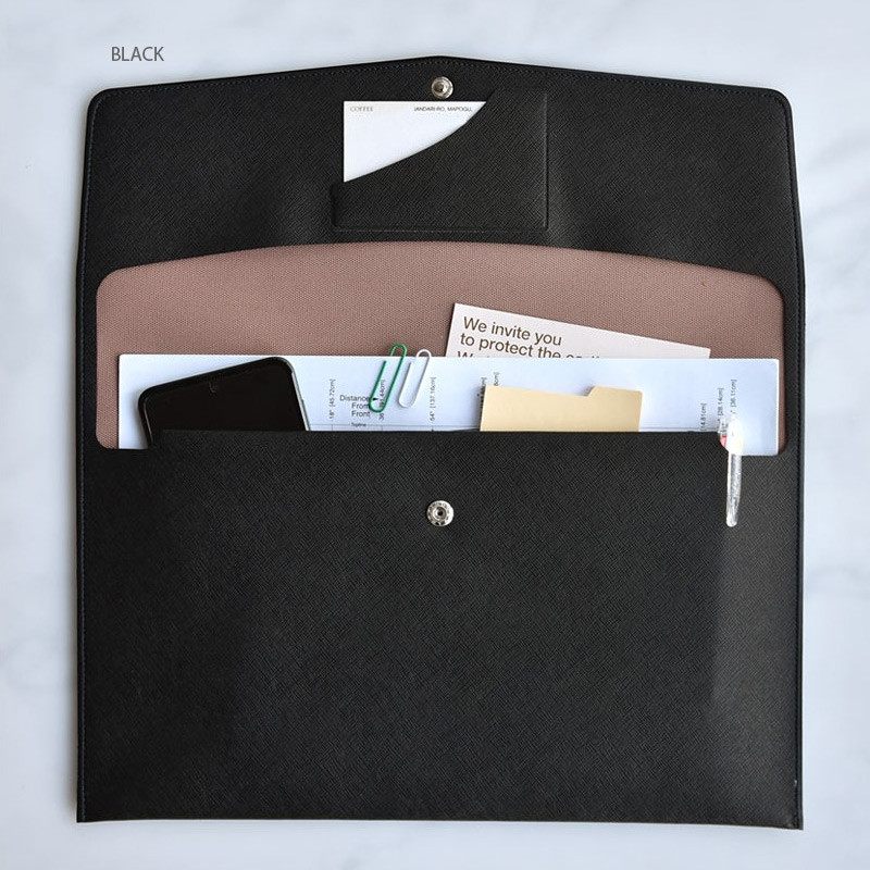 Black - Play Obje Pocket A4 PU File Folder Clutch Bag Black - Play Obje Pocket A4 PU File Folder Clutch Bag