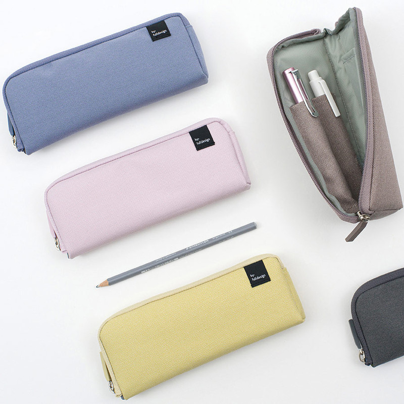 Simple Design - Byfulldesign Double Pockets Zipper Pencil Case