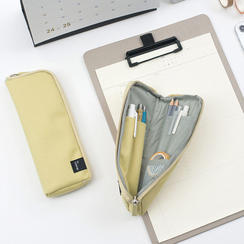 L-Shaped Full View Opening - Byfulldesign Double Pockets Zipper Pencil Case