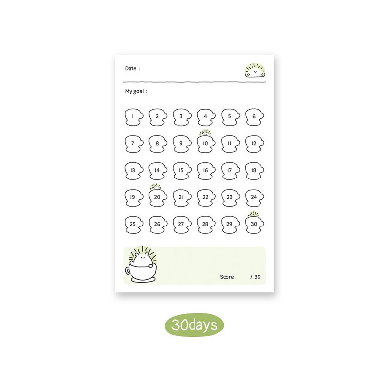 30 days - Dash And Dot Pogeuni Planning Checklist Memo Notepad