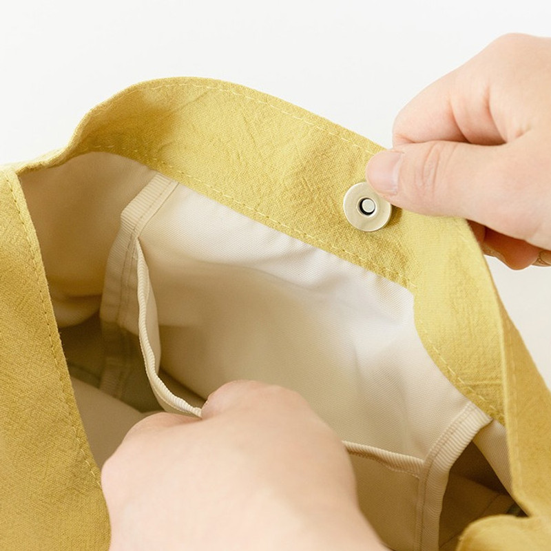 Snap button - ROMANE Cotton Tote Bag With Fluffy Doll