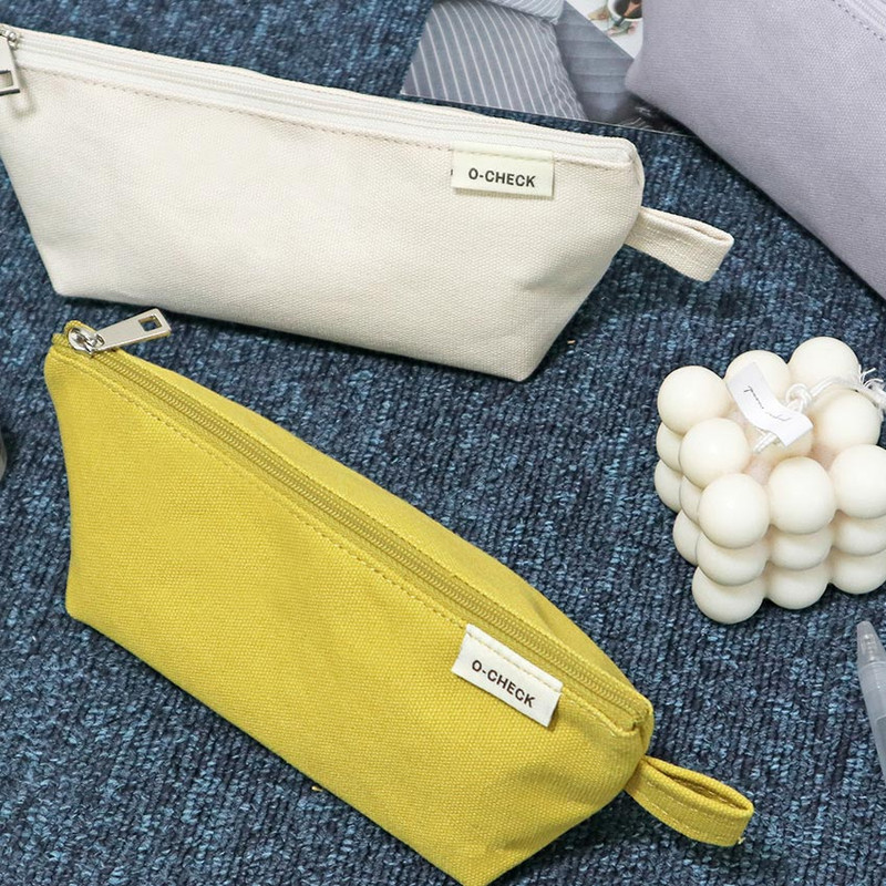 O-check Canvas Standard Zipper Pencil Case